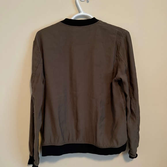 Army Green Dex Rayon Bomber Jacket Size L - Picture 5 of 9